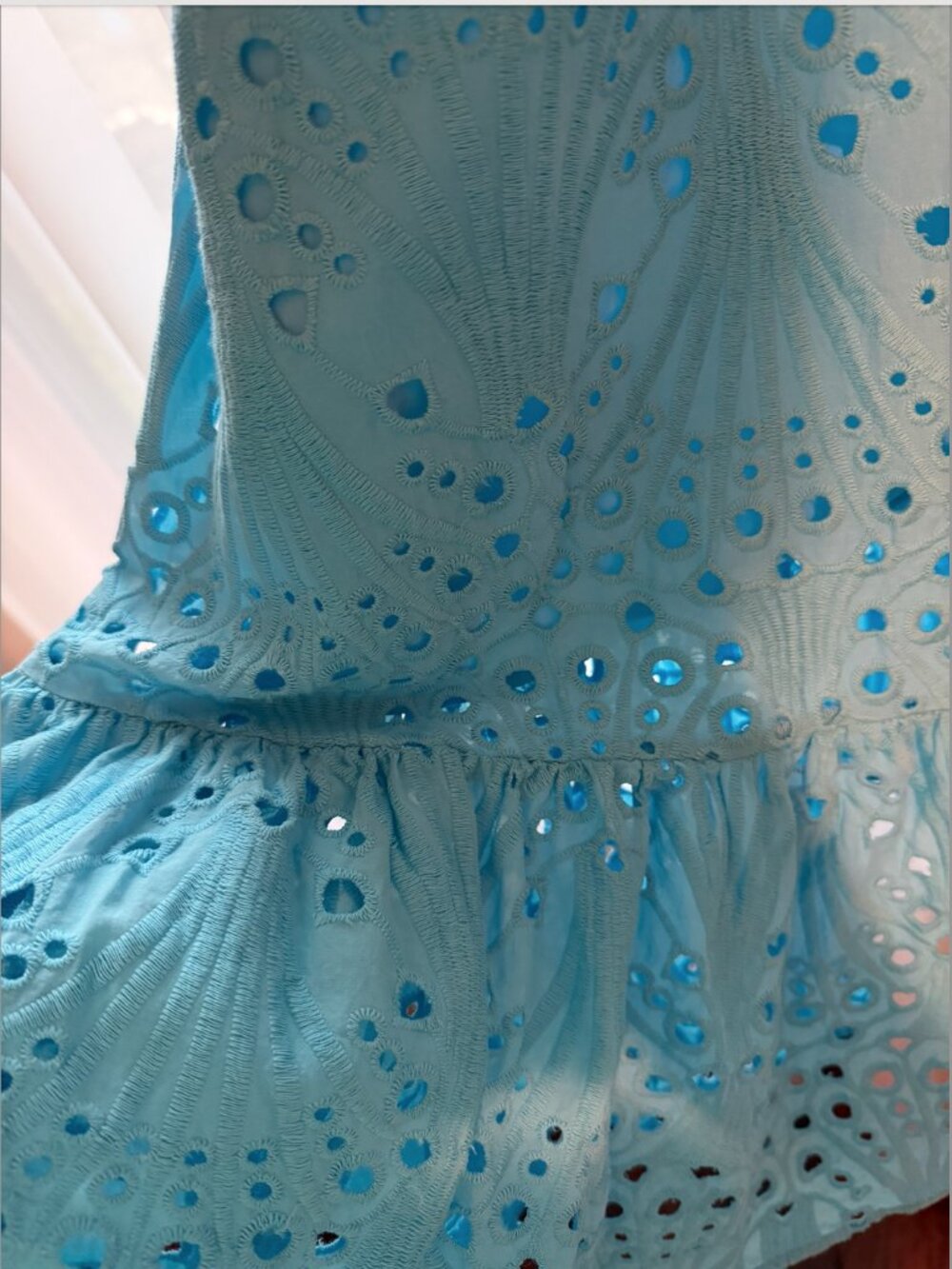 Boston Proper Light Blue Eyelet Surplice Ankle Length Dress - Picture 5 of 11